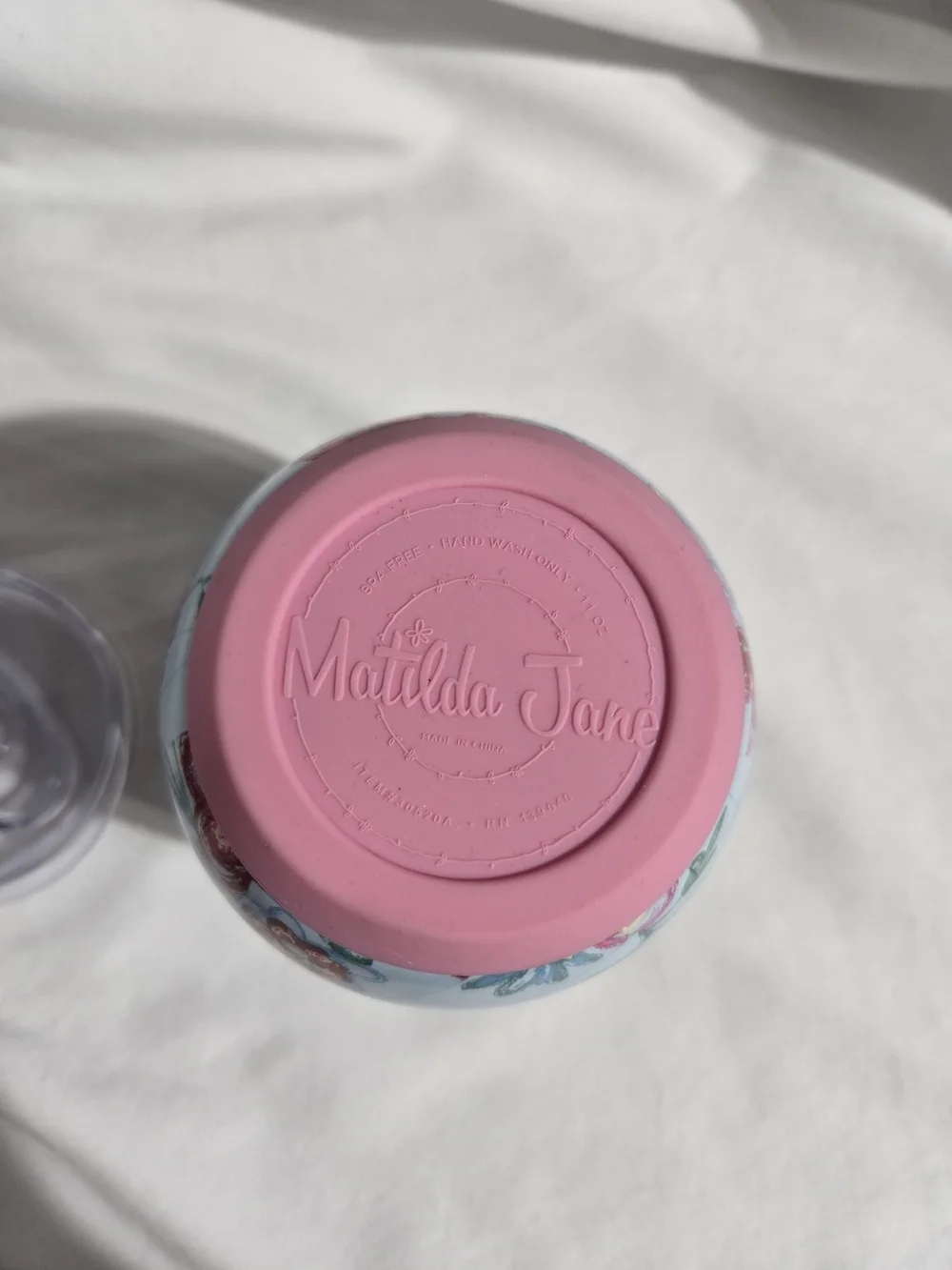 NWOT Matilda Jane Floral Insulated Wine Tumbler 11oz Blue Pink Stainless Steel